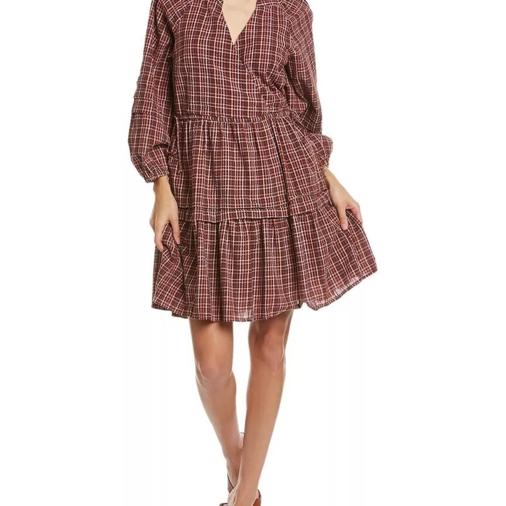 Madewell Oaklynn Drawstring Mini Dress Bohemian Hippie Festival Gingham Sz PS